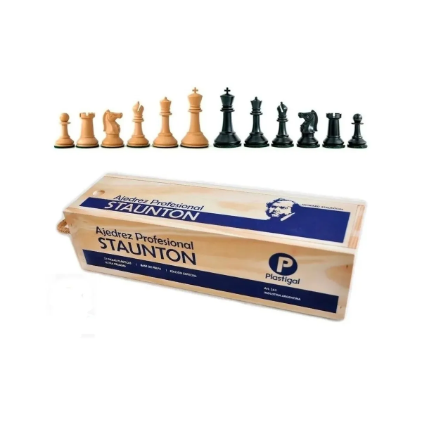 AJEDREZ STAUNTON SUPER PLOMADO CAJA DE MADERA PLASTICA
