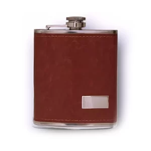 PETACA 7oz 210 Cc - MARRÓN - FORRADA LISA - ACERO INOXIDABLE