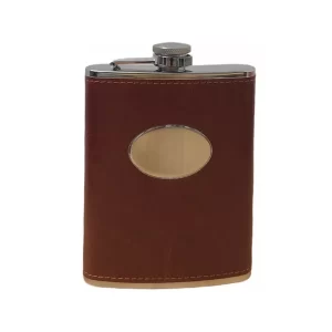 PETACA DE ACERO INOXIDABLE CON ECOCUERO (250cc)