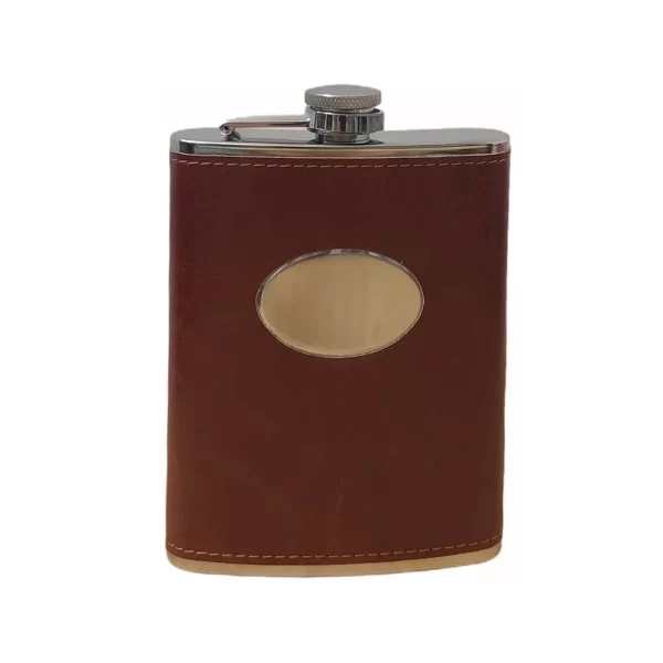 PETACA DE ACERO INOXIDABLE CON ECOCUERO (250cc)