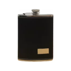 PETACA DE ACERO INOXIDABLE CON ECOCUERO 8OZ