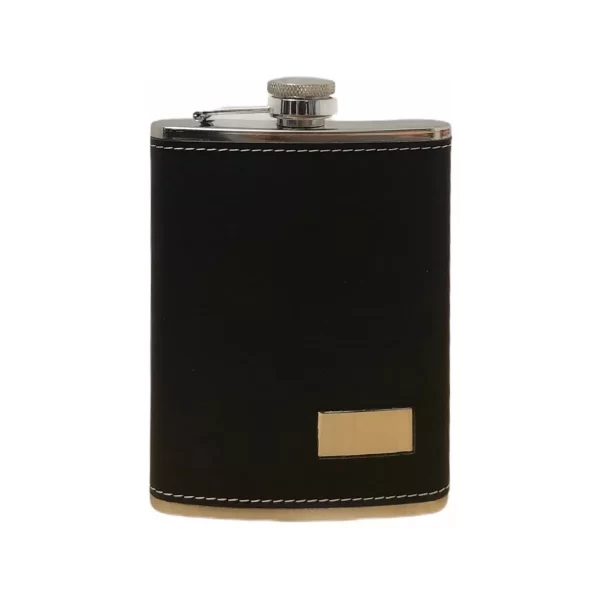 PETACA DE ACERO INOXIDABLE CON ECOCUERO 8OZ