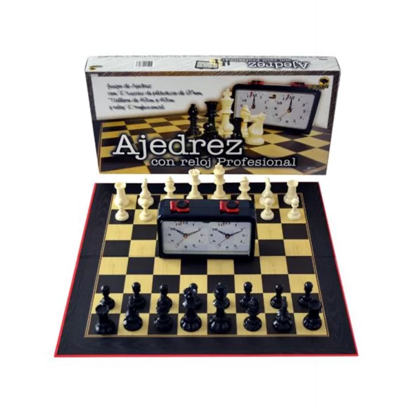 AJEDREZ BISONTE CON TABLERO  49x49 CM Y RELOJ