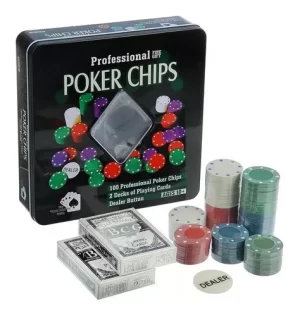 SET DE POKER CHIPS 100 FICHAS Y NAIPES.