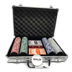 MALETÍN POKER 200 FICHAS,DEALER,  DADOS , Y NAIPES